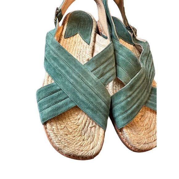 Paul Andrew Green Suede Rattan Sandals - Picture 10 of 11